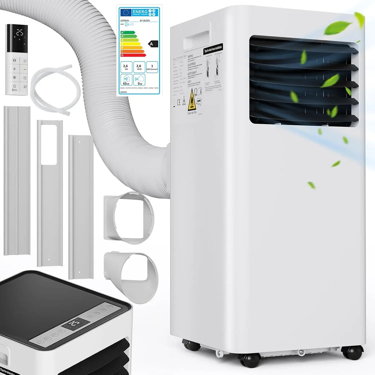 Portable Air Conditioner 9000 BTU Per Hour Dehumidifying — White | KIMLUD