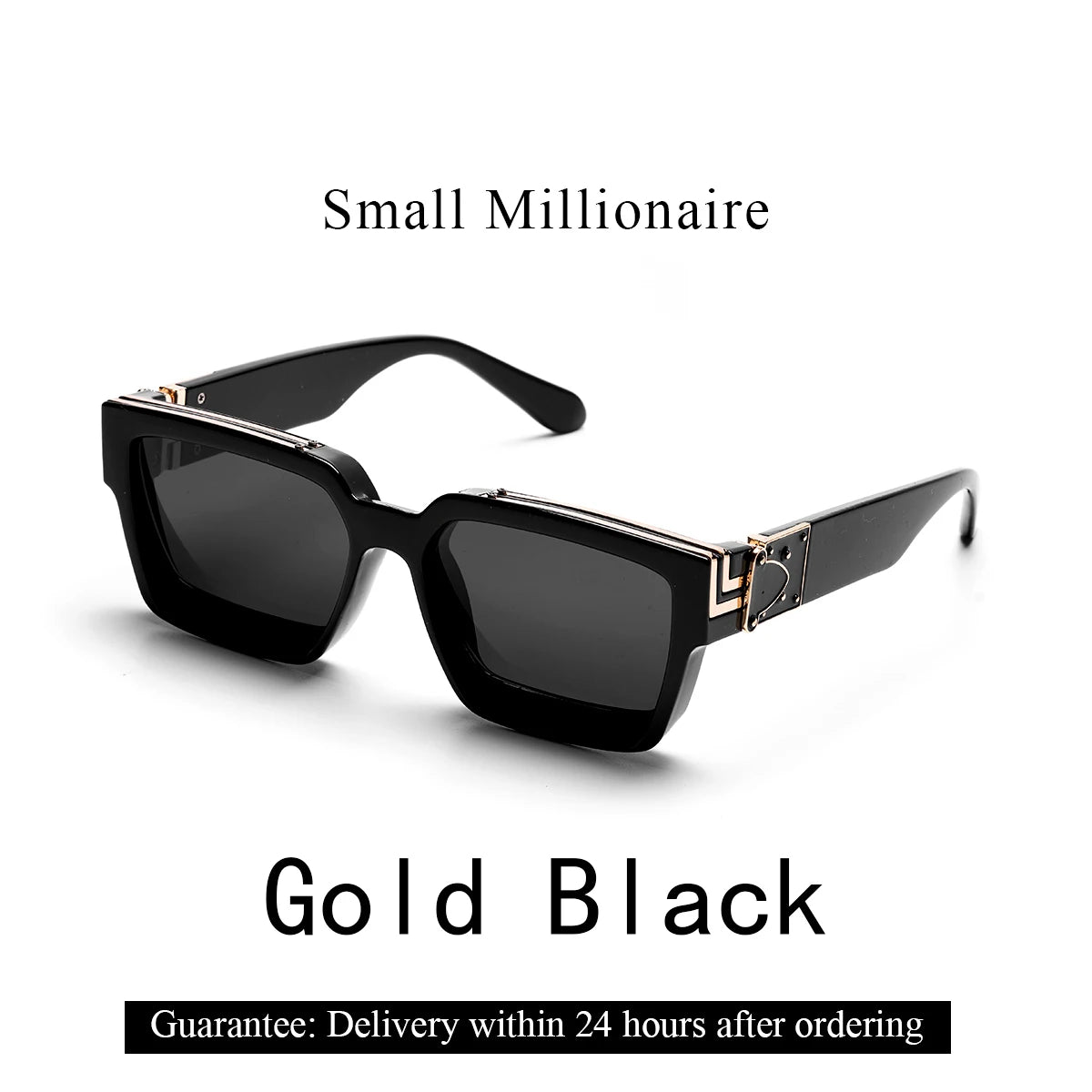 Retro Square Sunglasses Millionaire Shades — Black | KIMLUD