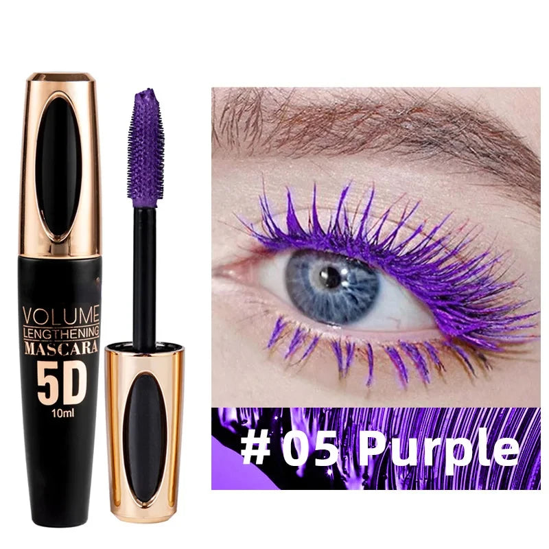 5D Mascara Makeup Waterproof Sweatproof Non-smudgy Slim Color Purple Blue White  Mascara Waterproof  Cosmetics