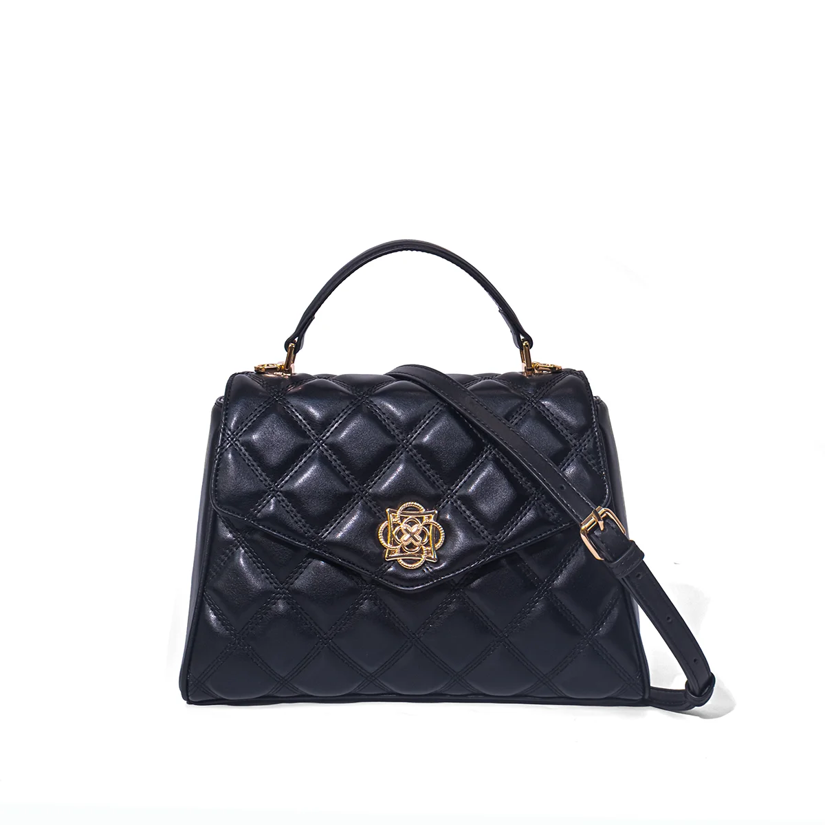 Quilted Square Bag - Top Handle Crossbody - Square Silhouette | KIMLUD