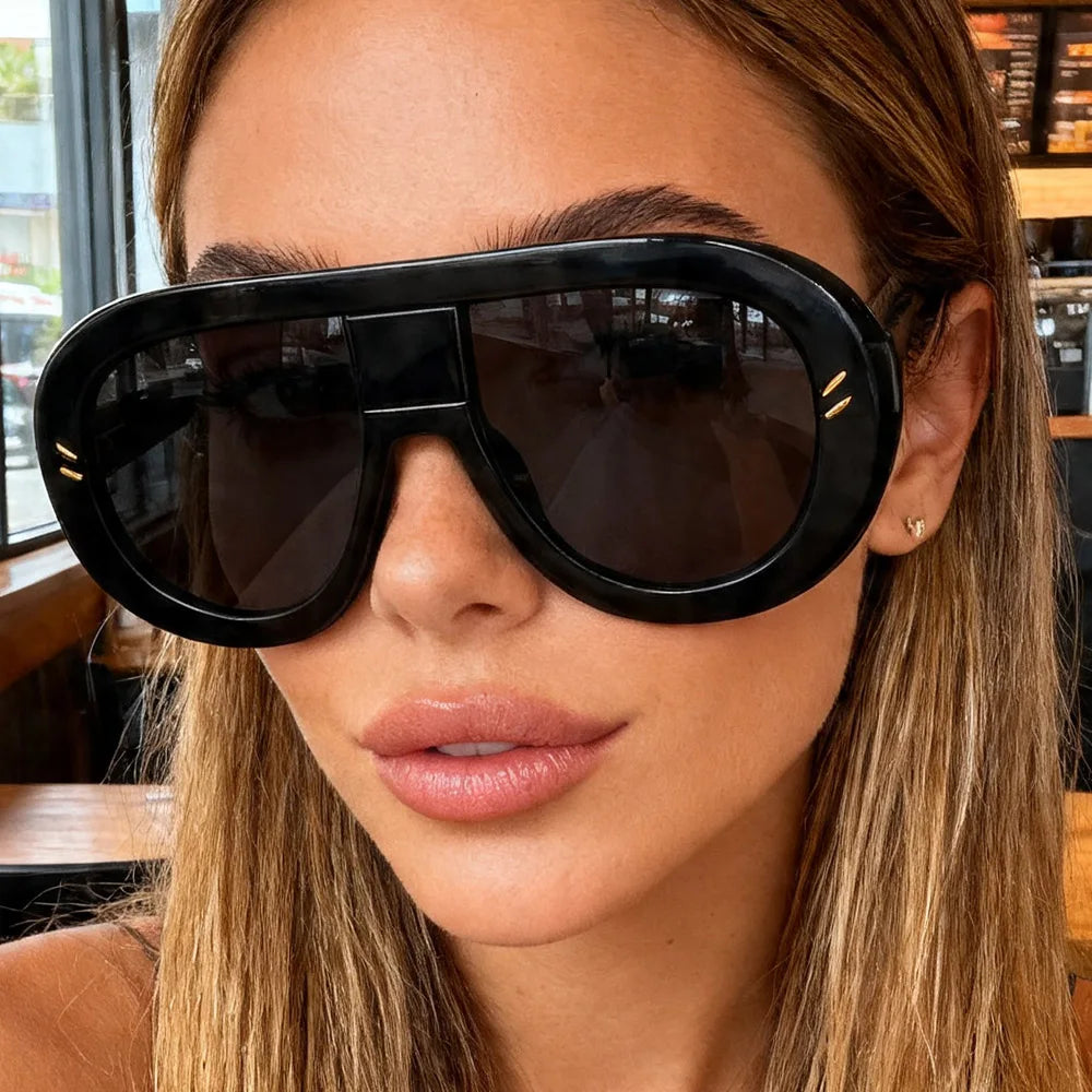 Rivet Leopard Print Oversized Sunglasses — Red | KIMLUD