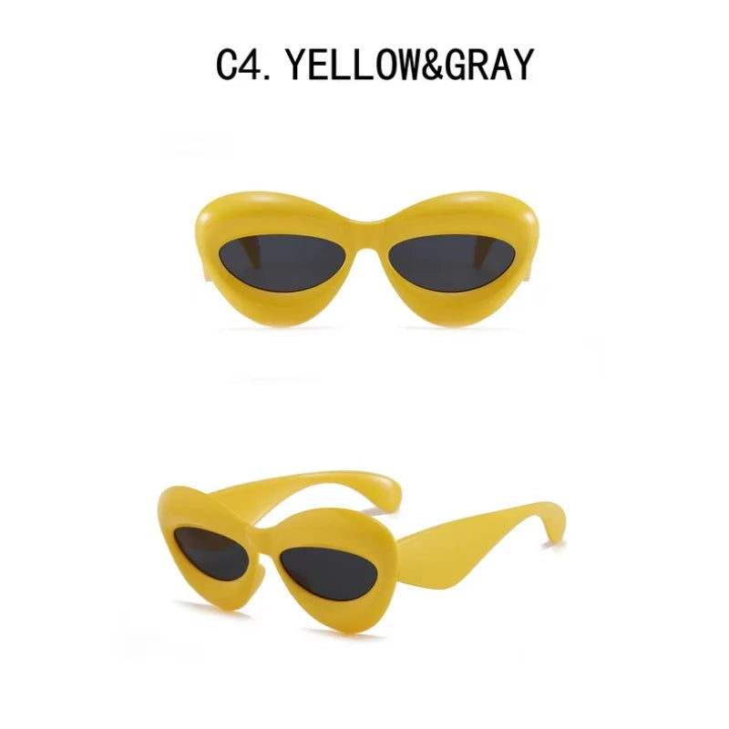 Acetate Cat Eye Sunglasses Y2K Lip Gradient — Yellow Blue Gradient | KIMLUD