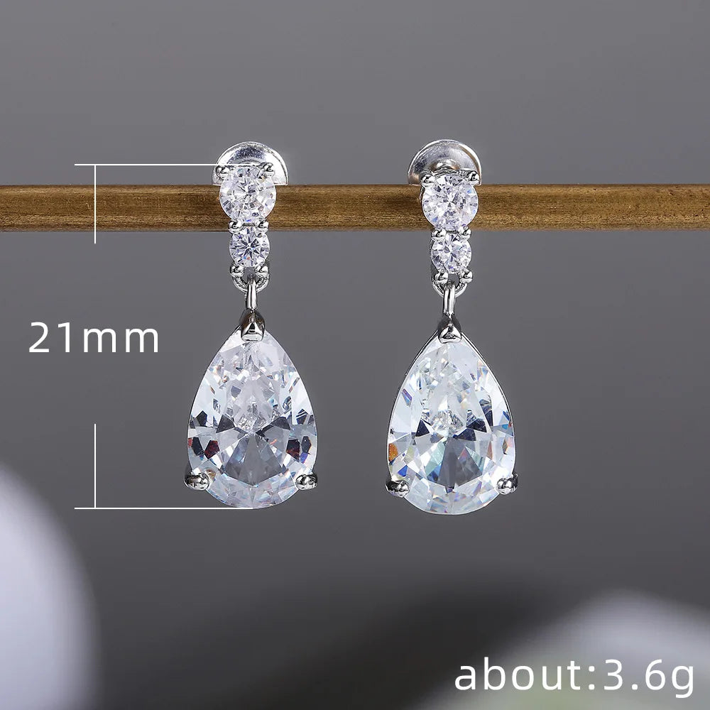Drop Earrings – Water Drop – Cubic Zirconia White/Purple | KIMLUD