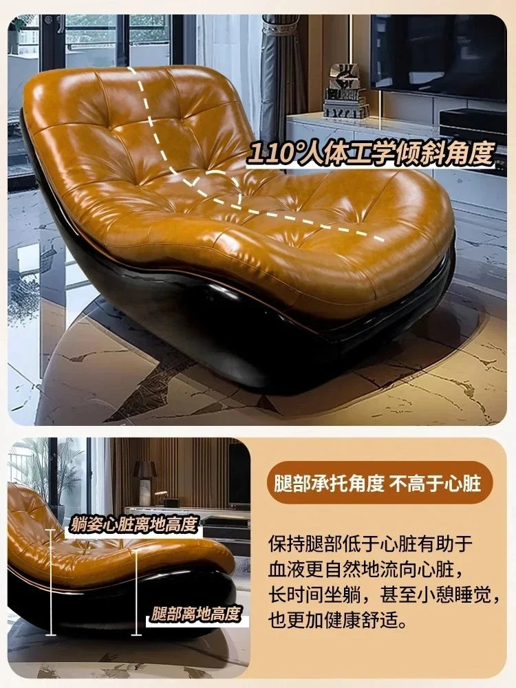 KIMLUD, C Medieval reclining sofa chair study balcony villa leisure single retro lazy sofa, KIMLUD Womens Clothes