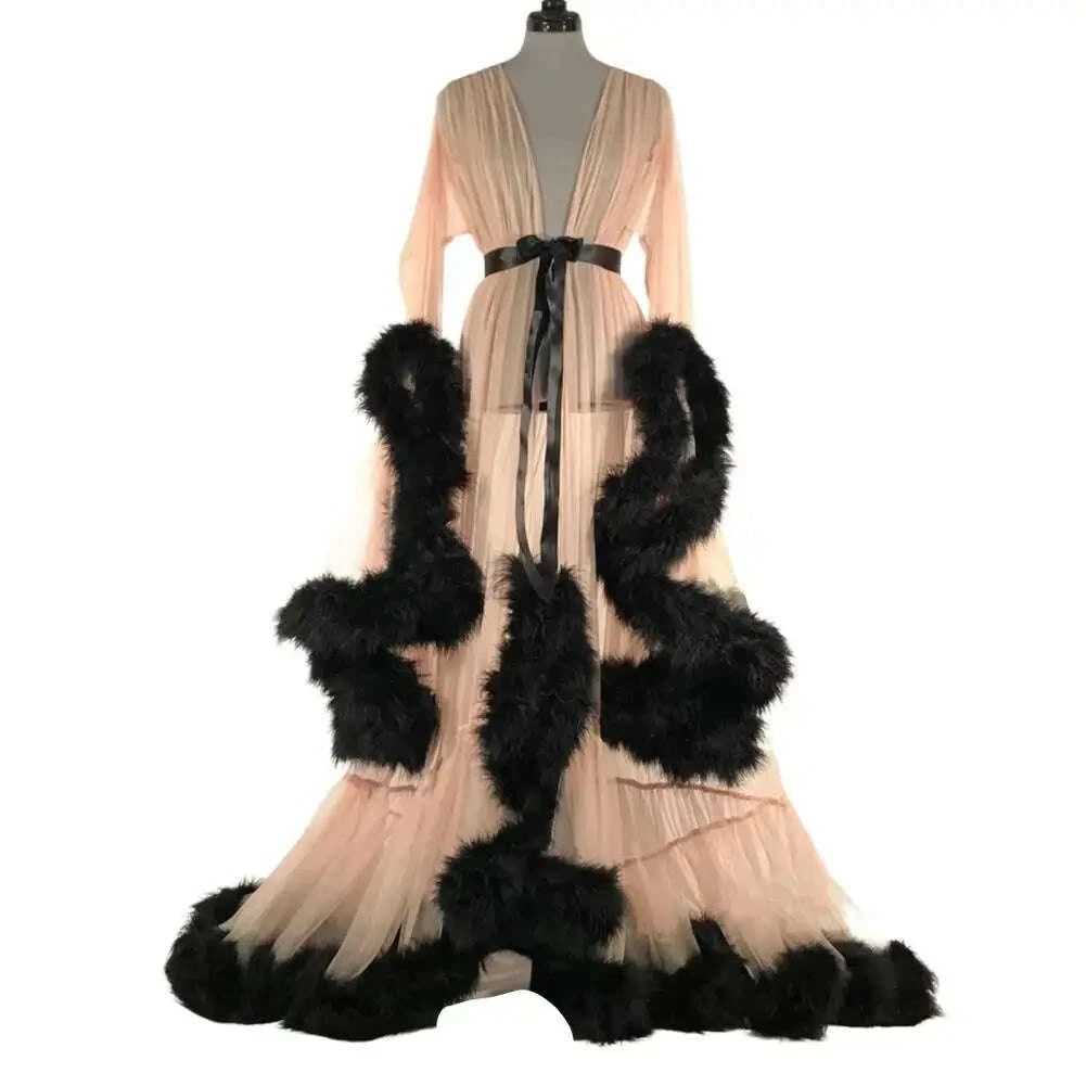 wedding-night-mesh-dress-fluffy-trim-a-line-mesh-dress-translucent-lace-up-bow-waist-seductive-bathrobe-cocktail-party-dresseskimludkimlud-35560526