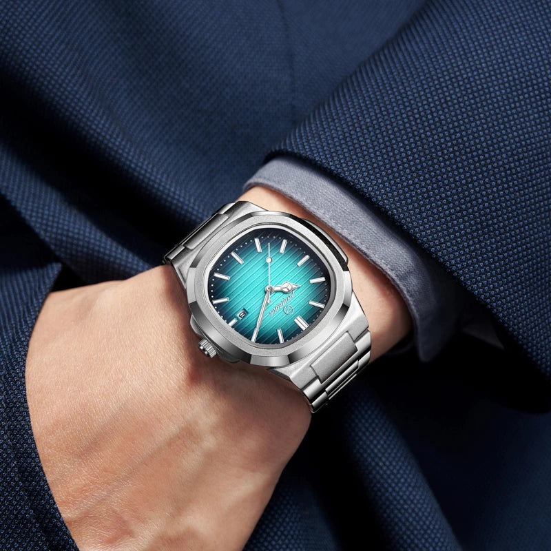 Men Luxury Watch Business Waterproof Male Clock Luminous Date Stainless Steel Square Quartz Men Watch reloj hombre