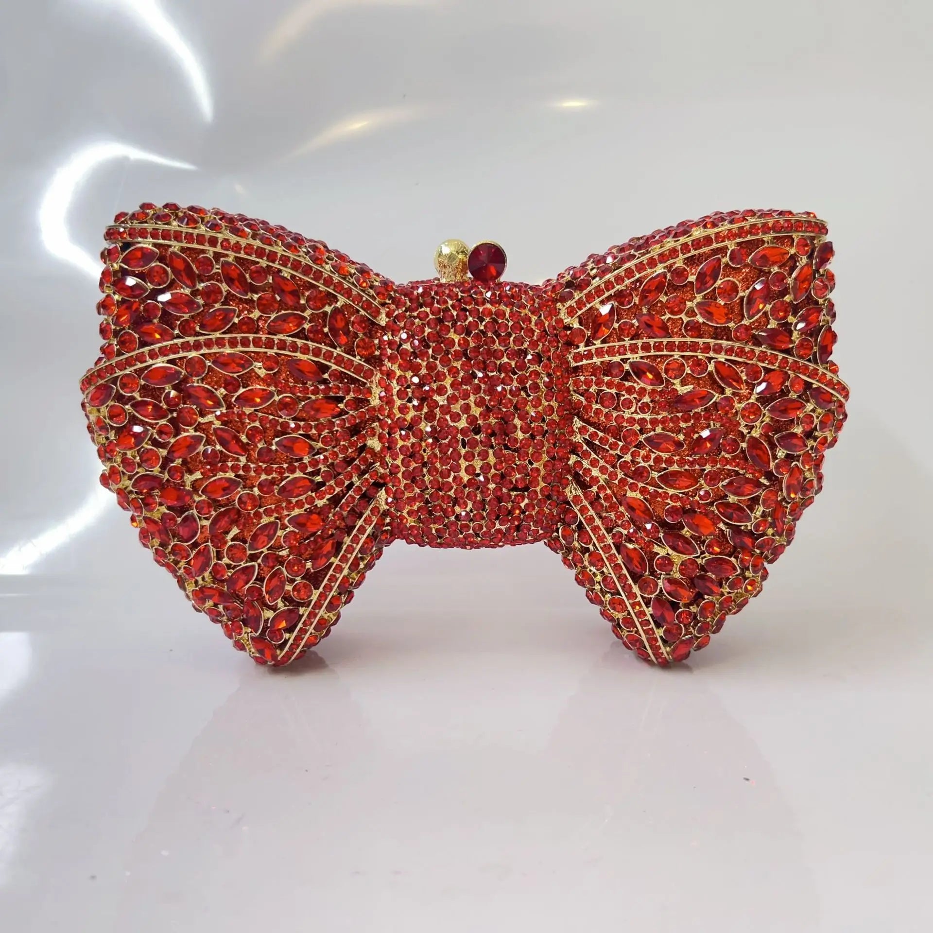 Crystal Rhinestone Bowtie Clutch Evening — Gold | KIMLUD
