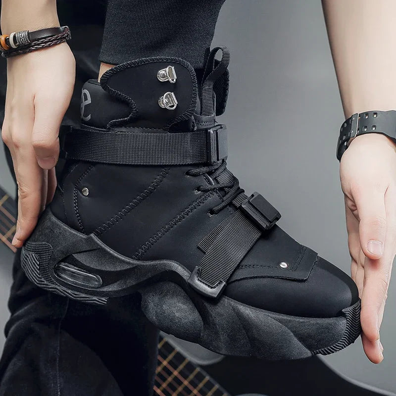 Motorcycle Boots - Lace-Up Ankle Boot - Genuine Leather Lining | KIMLUD