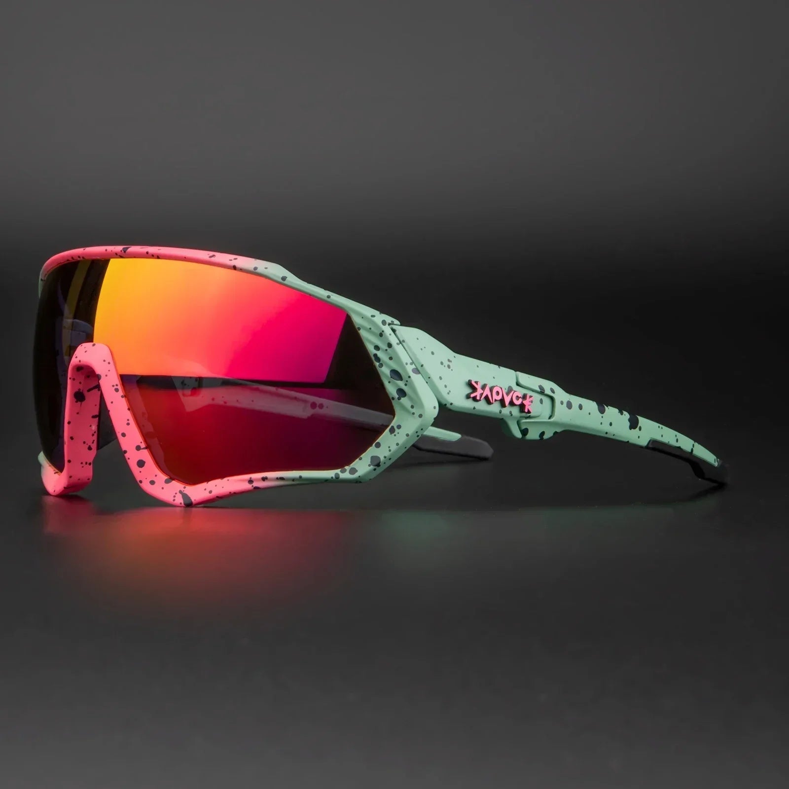 Wraparound Polycarbonate Cycling Sunglasses Big-Frame Silhouette — Black | KIMLUD
