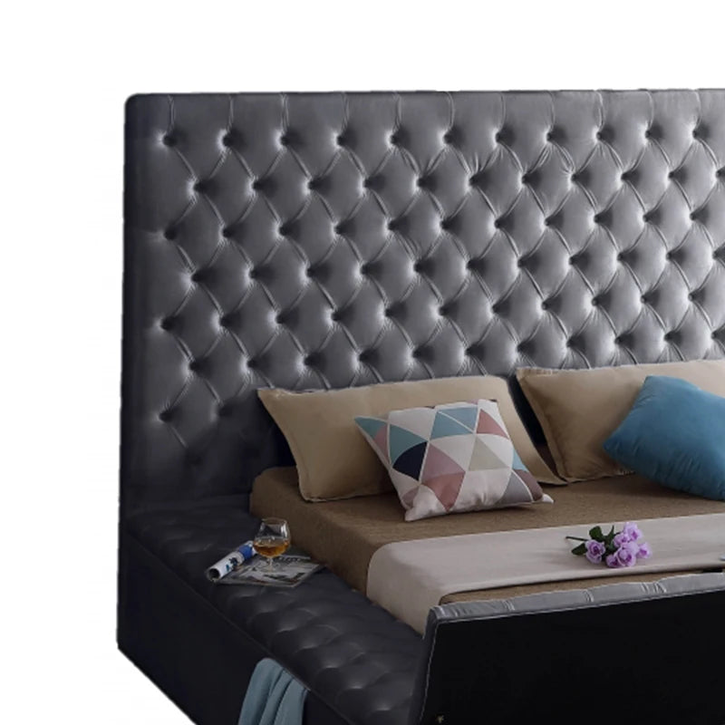 Diamond Tufted King Bed Deluxe Set — Champagne Taupe | KIMLUD