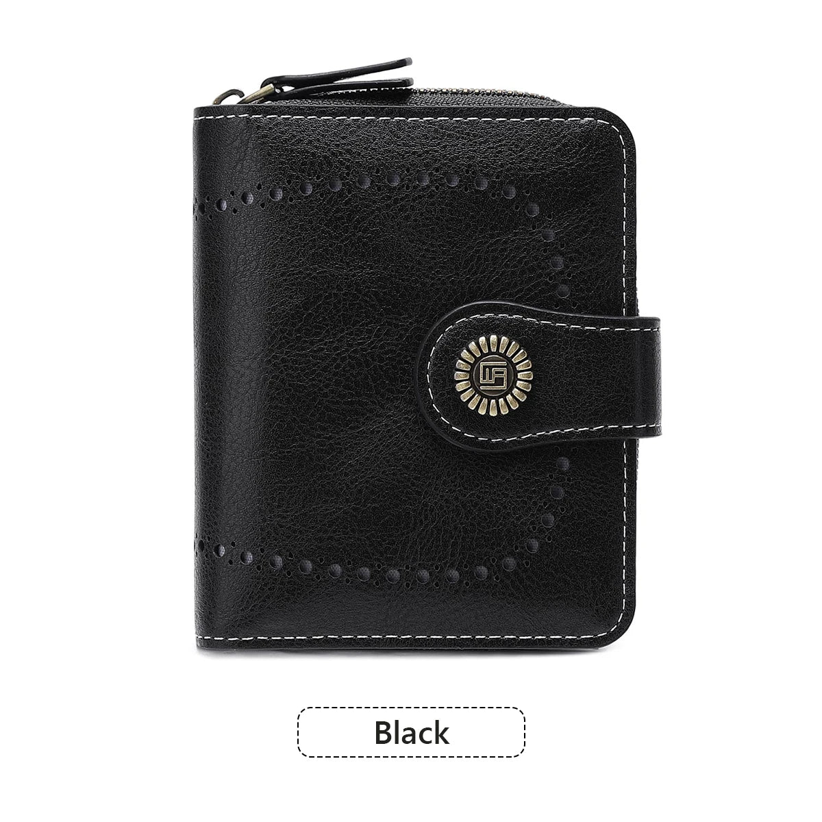 Retro Hollow-Out Short Purse for Women, Multi-Card Zipper Wallet, Europe and America Fashion, New