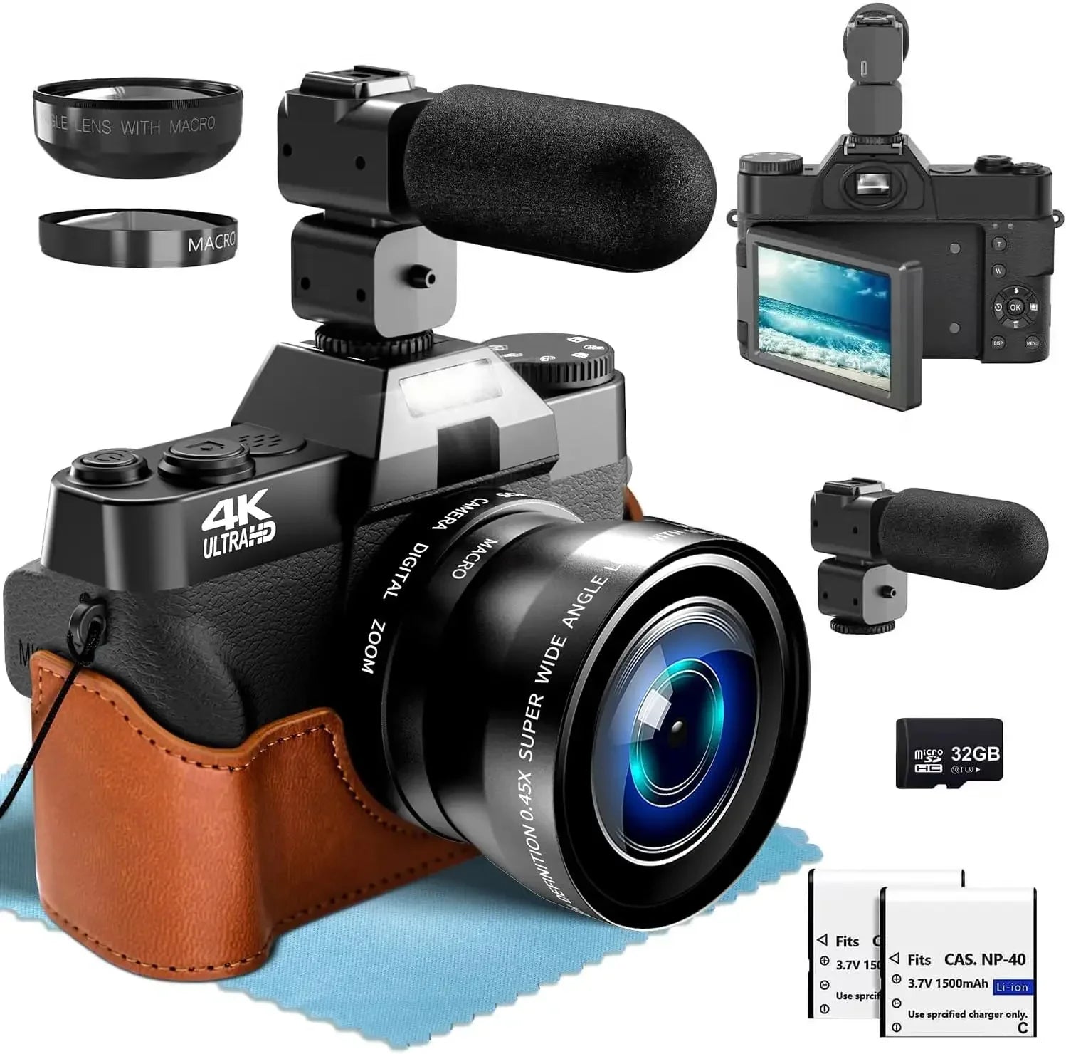 4K Digital Camera for Photography 16X Digital Zoom Vlog Camera for YouTube 75MP WiFi Autofocus Livestream Video Camera Camcorder