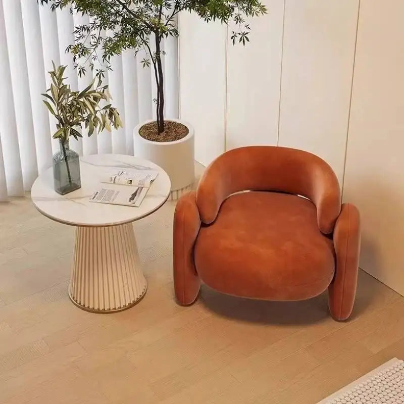 Moroccan-Inspired Minimalist Lounge Chair With Wood Frame And Baby Fleece — Mint Green | KIMLUD