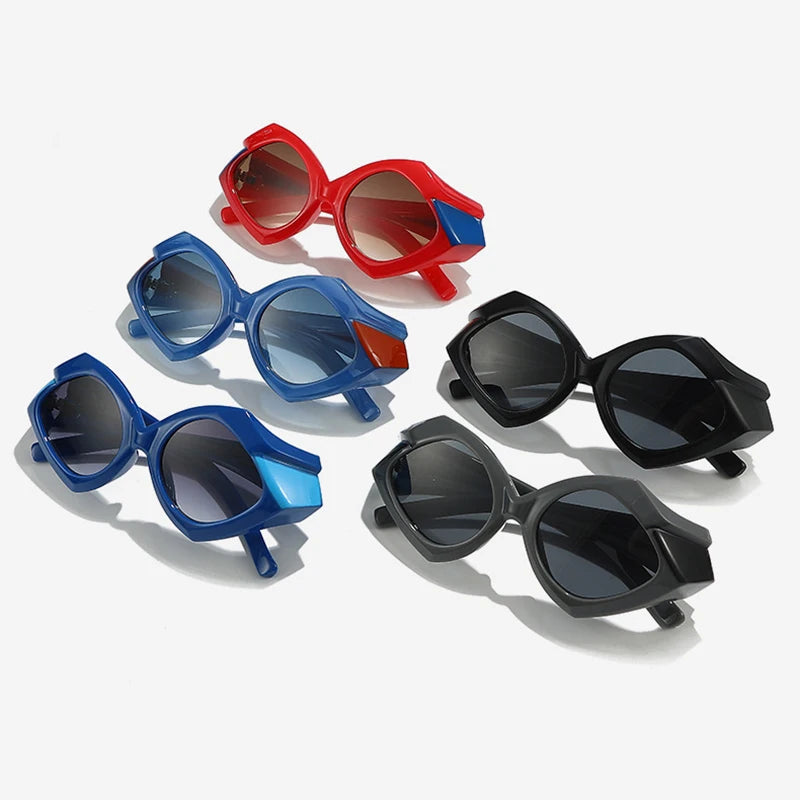 Y2K Oversized Irregular Rhombus Sunglasses — Black | KIMLUD