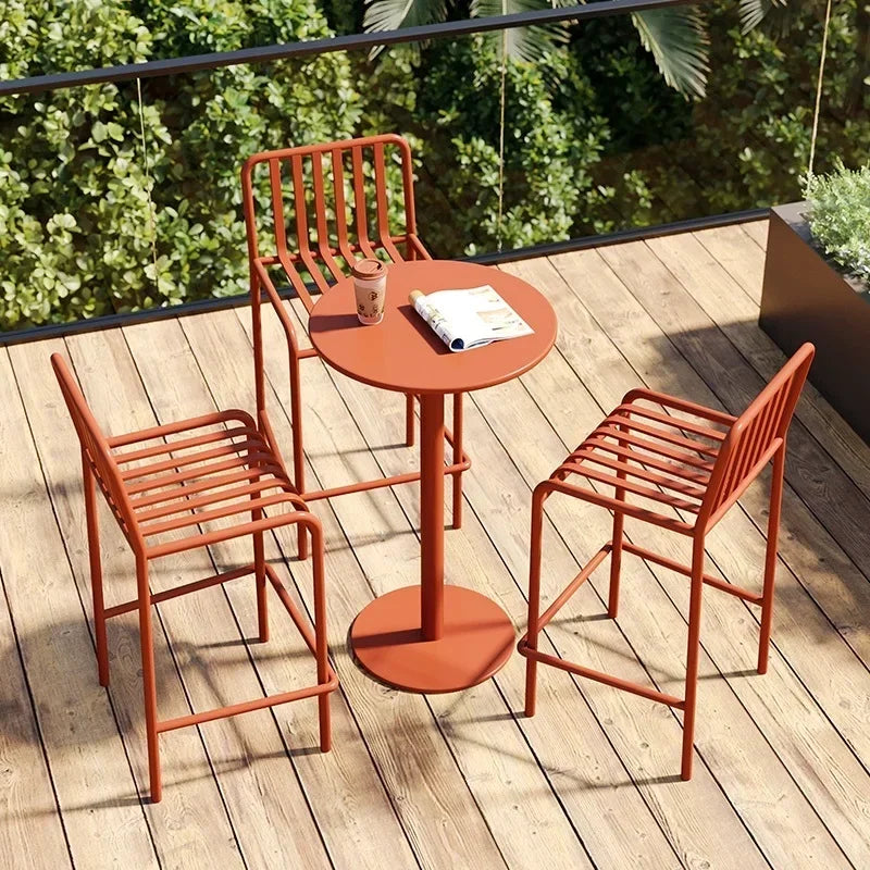 Iron Modern Bar Stools Outdoor Lounge Cushioned Seat and Backrest Bracket-Frame — Emerald | KIMLUD