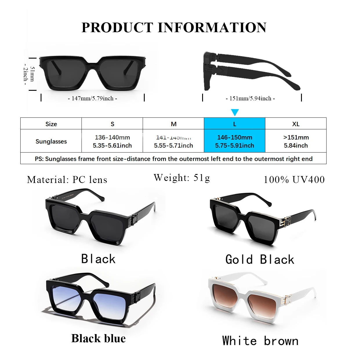 Retro Square Sunglasses Millionaire Shades — Black | KIMLUD