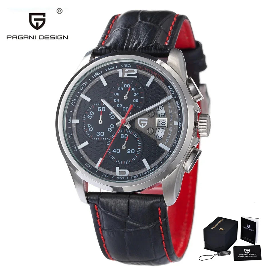 Premium Military Leather Quartz Watch — Black | KIMLUD