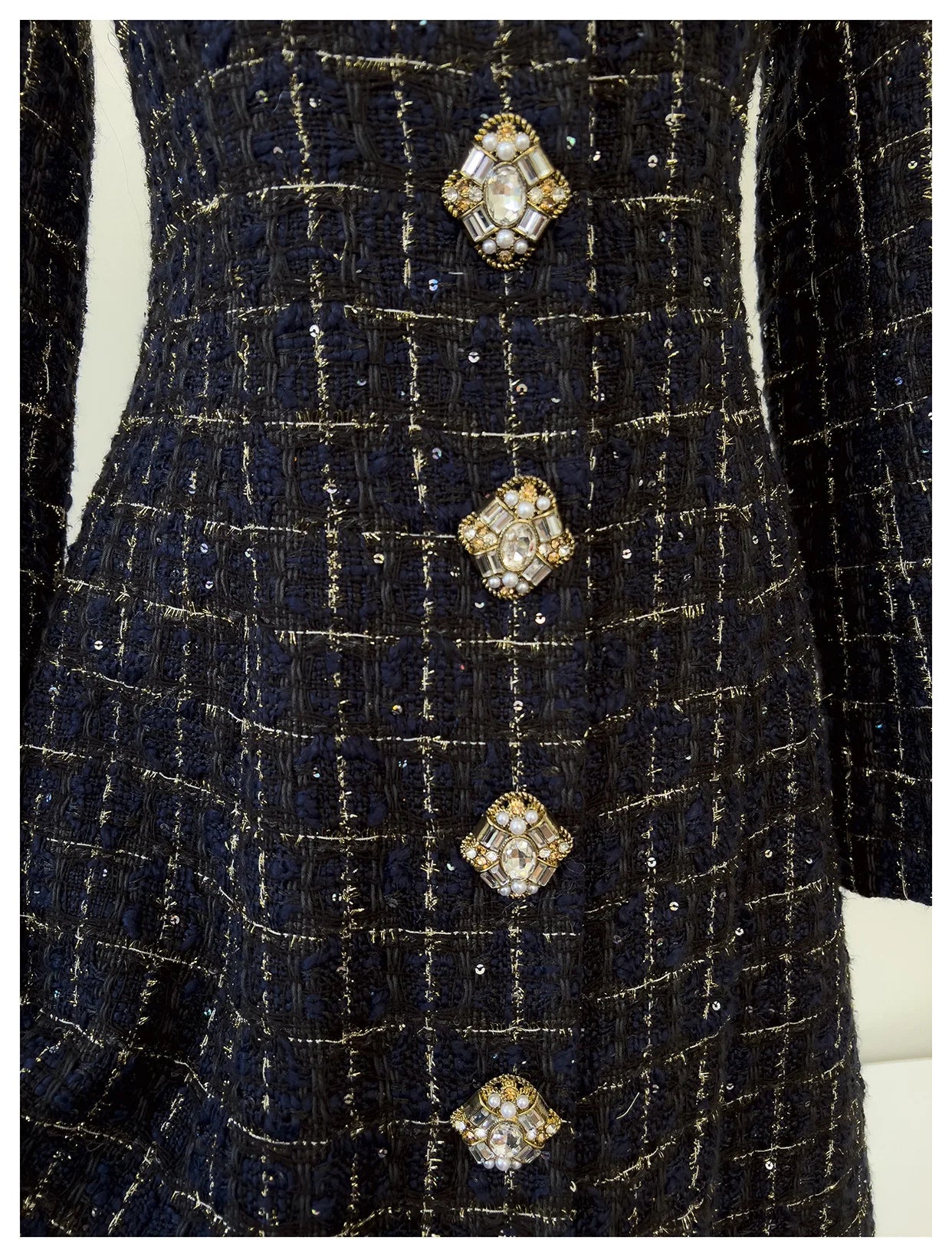 IEQJ Fashion Autumn Winter Evening Dress Women O-Neck Long Sleeves Single-breasted Zipper Cotton Tweed Umbrella Dresses New