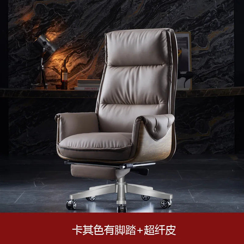 Leather-Textured Chair Home Boss — Warm Taupe | KIMLUD