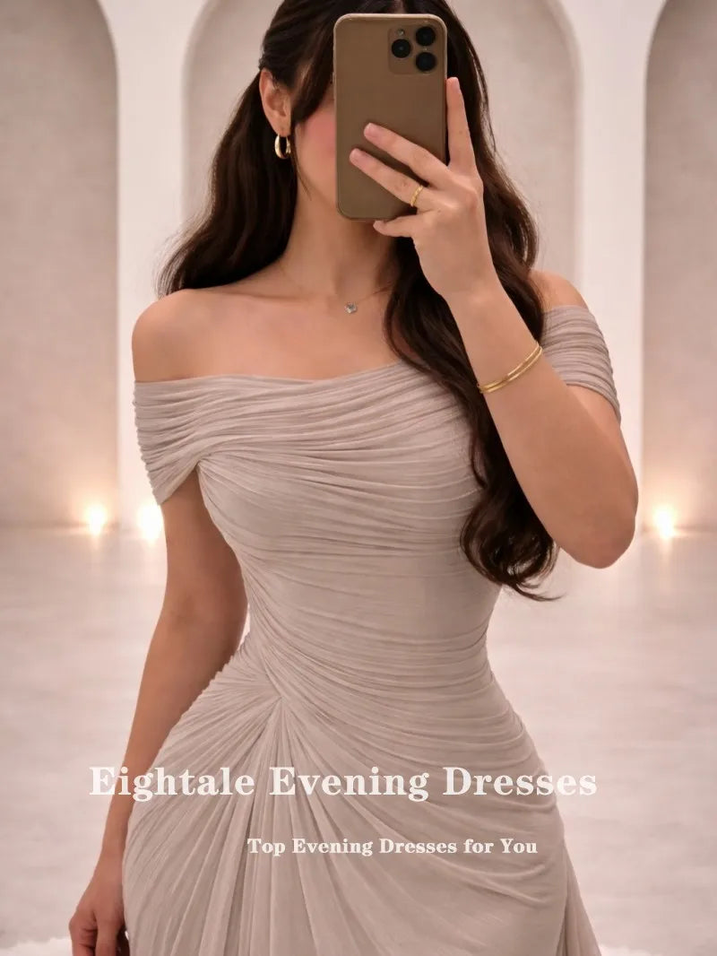 Mermaid Evening Dress – One Shoulder Pleats – Satin – Champagne | KIMLUD