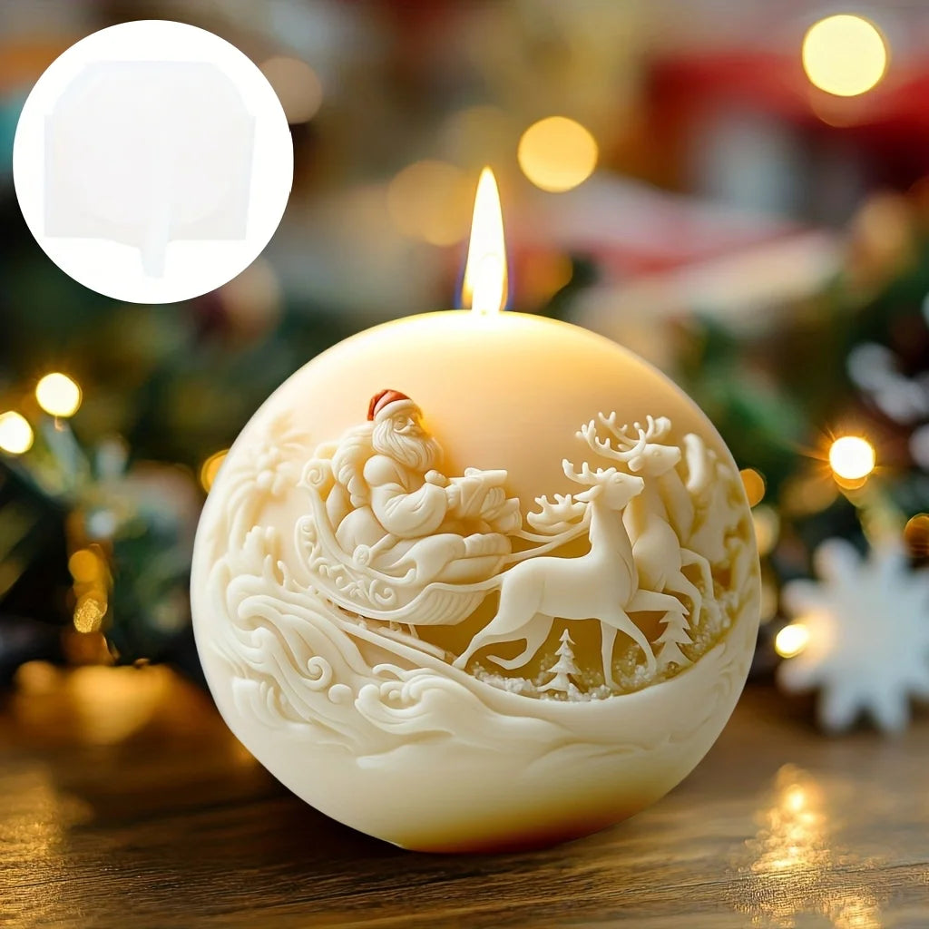 KIMLUD, Santa Claus Sleigh Spherical Candle Silicone Mold Santa Claus Elk Scented Candle Mould Santa Claus Sleigh Resin Plaster Molds, KIMLUD Womens Clothes