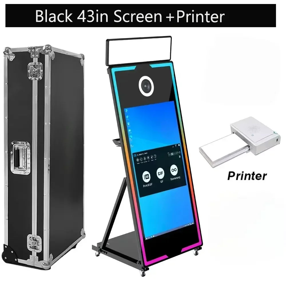 2026 Touch Screen Photobooth Portable  40 inch  65 inch Mirror magic Photo Booth Machine For Wedding Party Activity