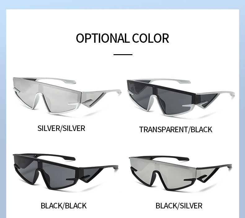 Plastic Shield Sunglasses Tech-Savvy — Black | KIMLUD