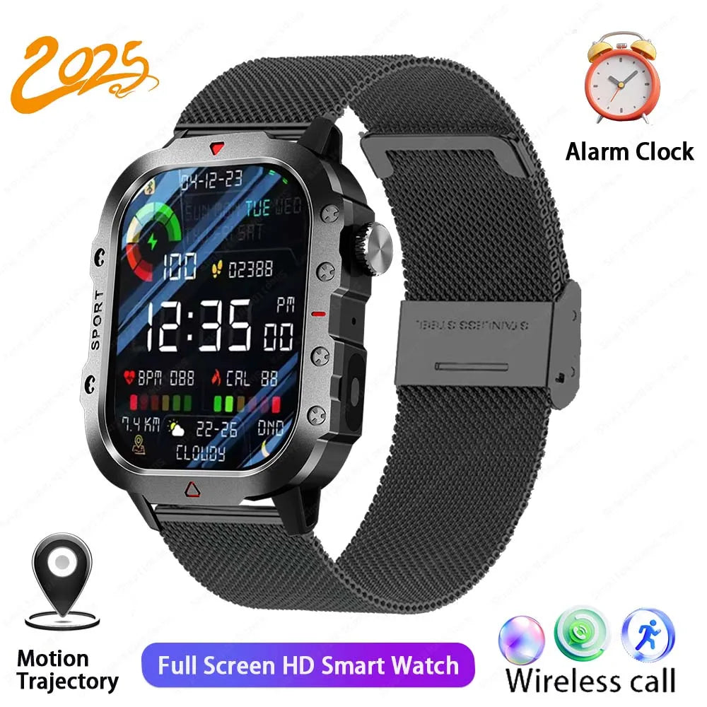 2025 New Military Smart Watch Men Outdoor  2.01" Al Voice Bluetooth Call Smartwatch Surprise Gift Outdoors For Android& IOS Male