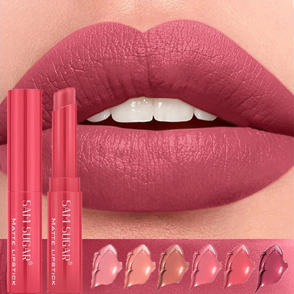 Nude Matte Lip Gloss 6 Colors Long-lasting Velvet Lipstick Waterproof Non-fade Non-stick Cup Lipsticks Women Makeup Cosmetics