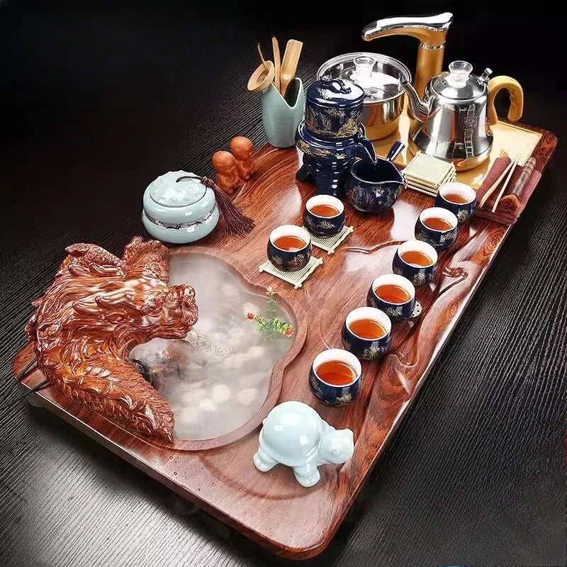 Luxury Rectangle Tea Tray Hospitality Ceremony Serving Accessories Drainage Tea Tray Chinese Kung Fu Bandejas Home Decorationgs