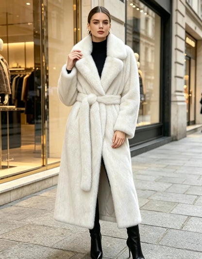 Fur Coat - X-Long Silhouette - Faux Mink Fur | KIMLUD