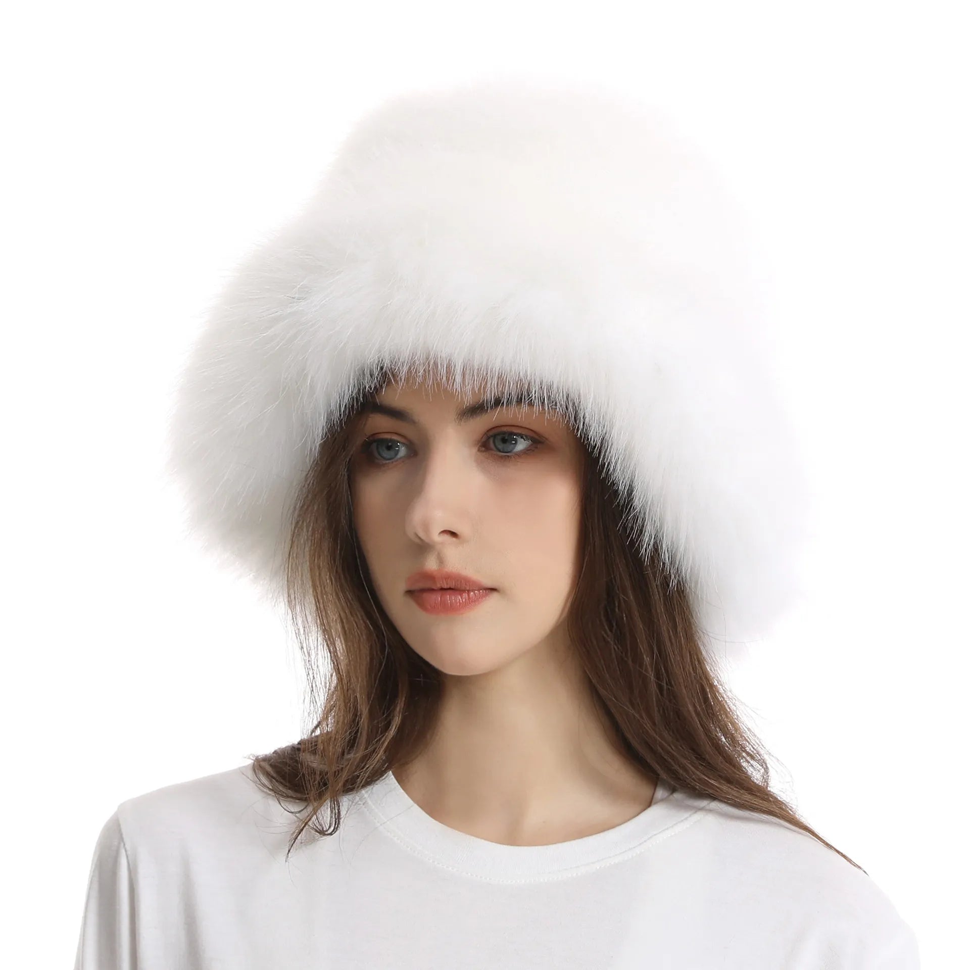 New Fur Hat Women Warm Snow Ski Cap Female Faux Fox Fur Bomber Hat Lady Windproof Winter Hats for Women Russian Warmer Hat - KIMLUD
