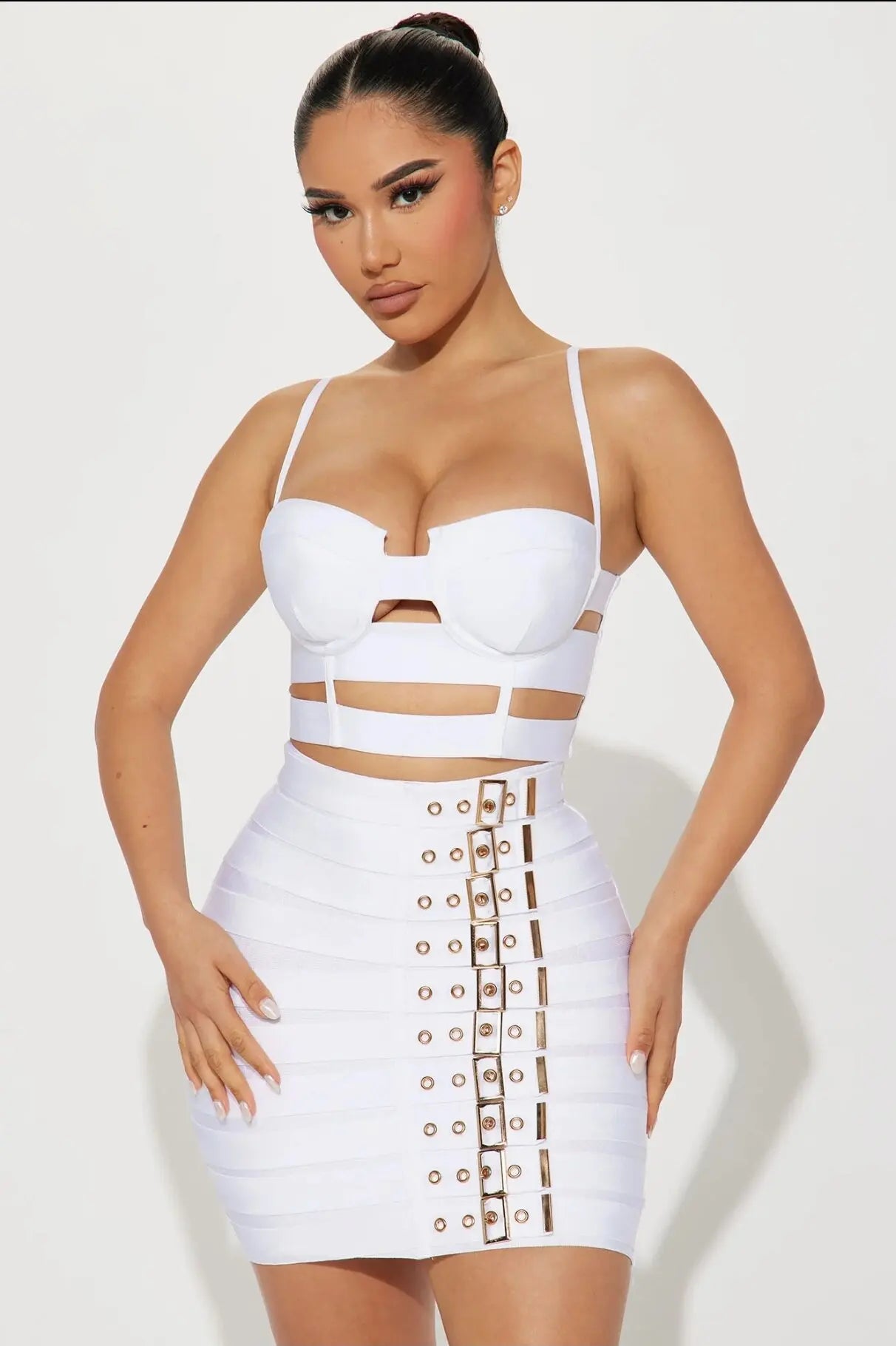 2023 New Arrival Women Sexy Bandage Tops Fashion Pencil Skirts Set Nightclub Party Celebrate Women's Set High Quality