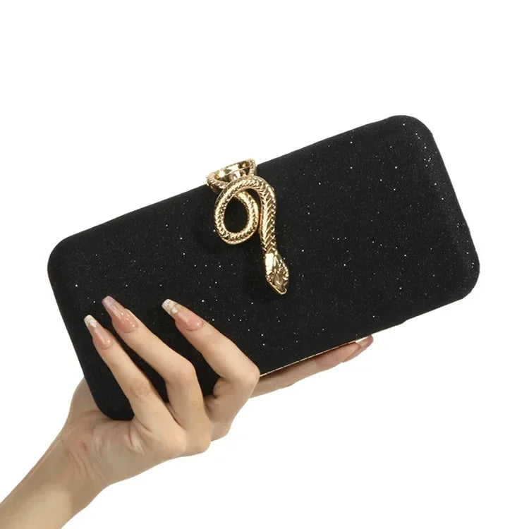 Snake Buckle Satin Evening Purse Sparkling Crystal Embellished — Champagne Pink | KIMLUD
