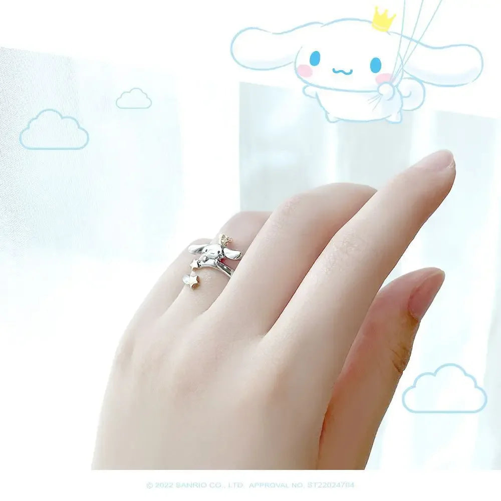 Sanrio Necklace Metal Adjustable Open Ring Bracelet Fashion Silver Golden Color Adjustable Knuckle Joint cartoon Jewelry Gifts