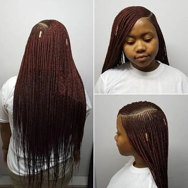 Full Lace Wig – 36 Inch – High Temperature Fiber – Burgundy | KIMLUD