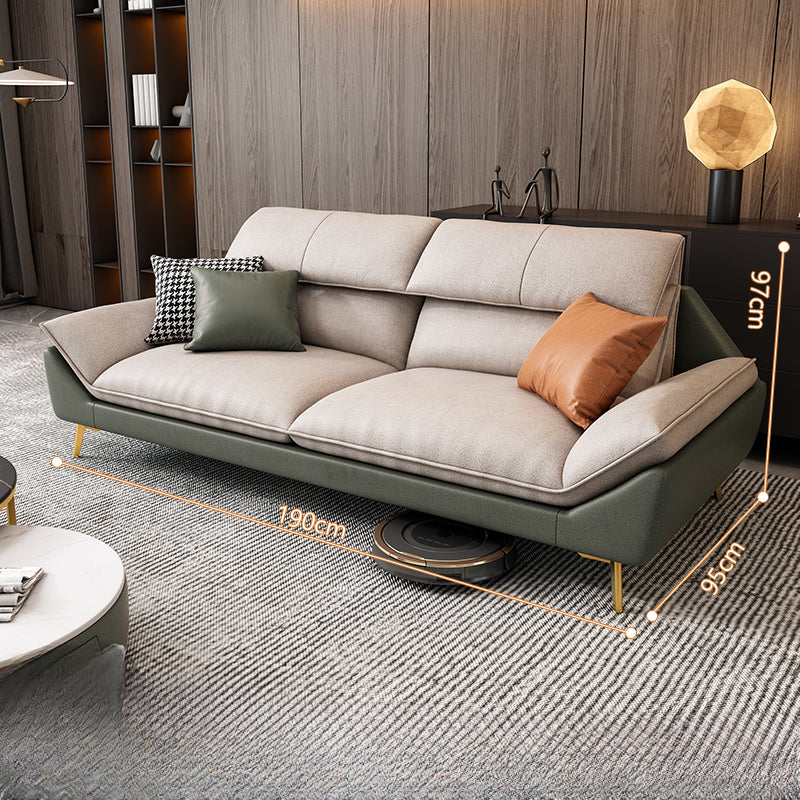 Sculpted Modular Solid Fabric Sofas — Beige | KIMLUD