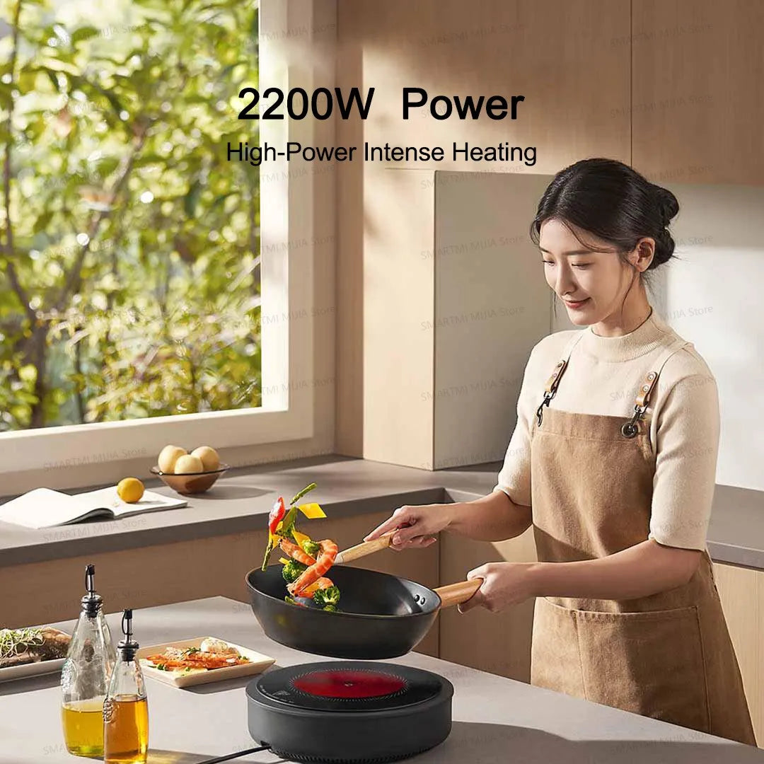 MIJIA Electric Ceramic Cooktop,2200W Induction Cooker,10‑Level Power With Child Safety Lock,Timer,CN Version With Adapter