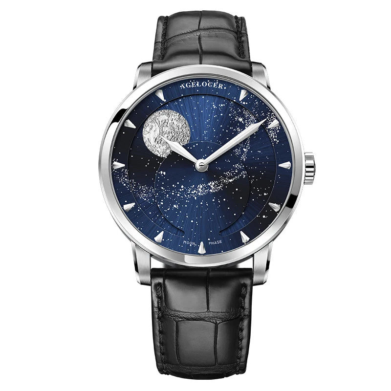 AGELOCER Original Astronomer Watch Men's Business Luxury Gold Watch Automatic Mechanical Moon Phase Watch Birthday Gift for Men
