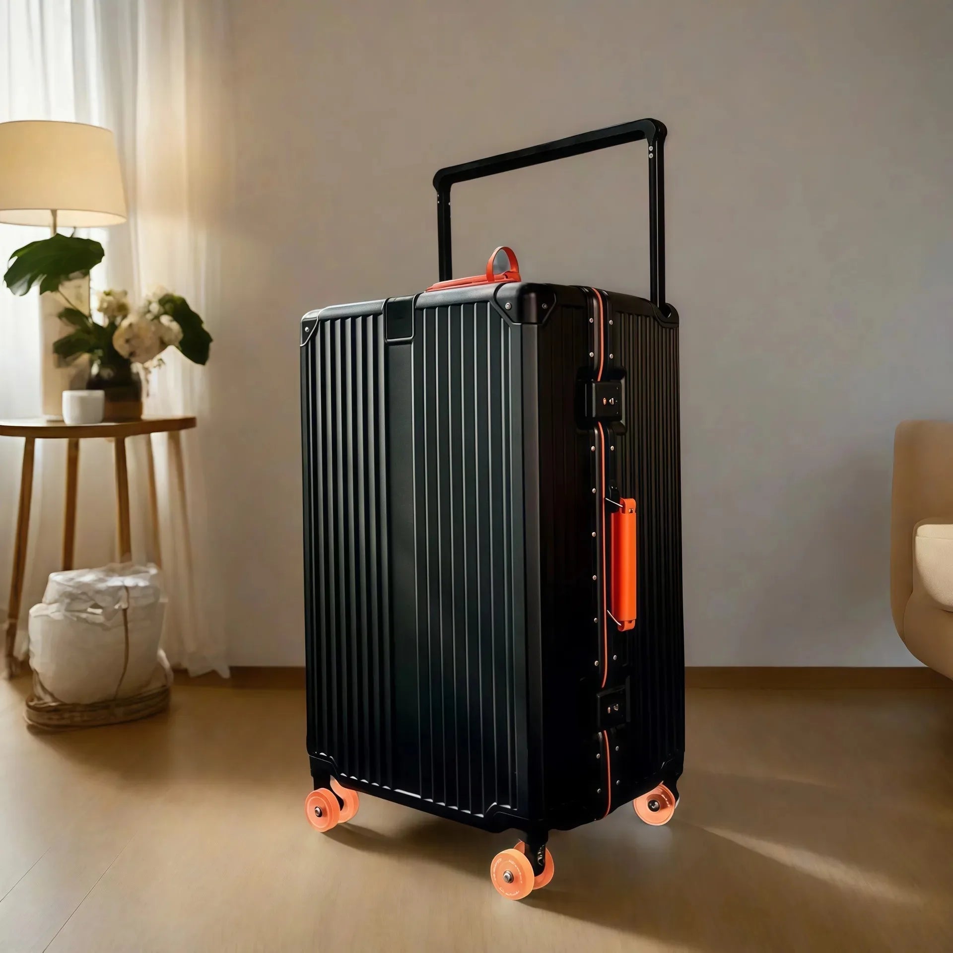 Wide Handlebar Travel Balance Trolley Suitcase with Colorful Silent Wheels TSA Lock Rolling Luggage Large Capacity PC Material