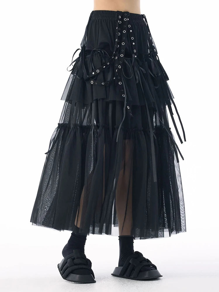 Midi Skirt - High Elastic Waist - Cotton Polyester - Coffee | KIMLUD