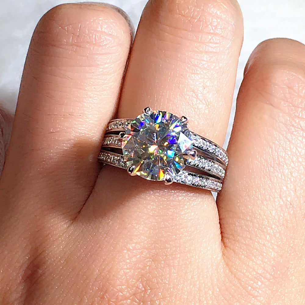 Huitan Luxury Six Claw Cubic Zirconia Rings Wedding Engagement Bands High Quality Silver Color AAA CZ Ring Women Fashion Jewelry