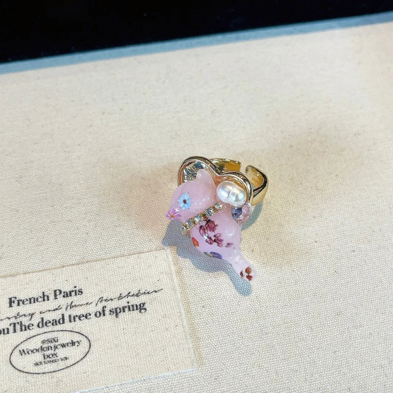 Colorful Enamel Oil Drip Doll Cute Russian Nesting Doll Green Frog Sweet Cool Stacking Ring for Women Girl Creative Jewelry