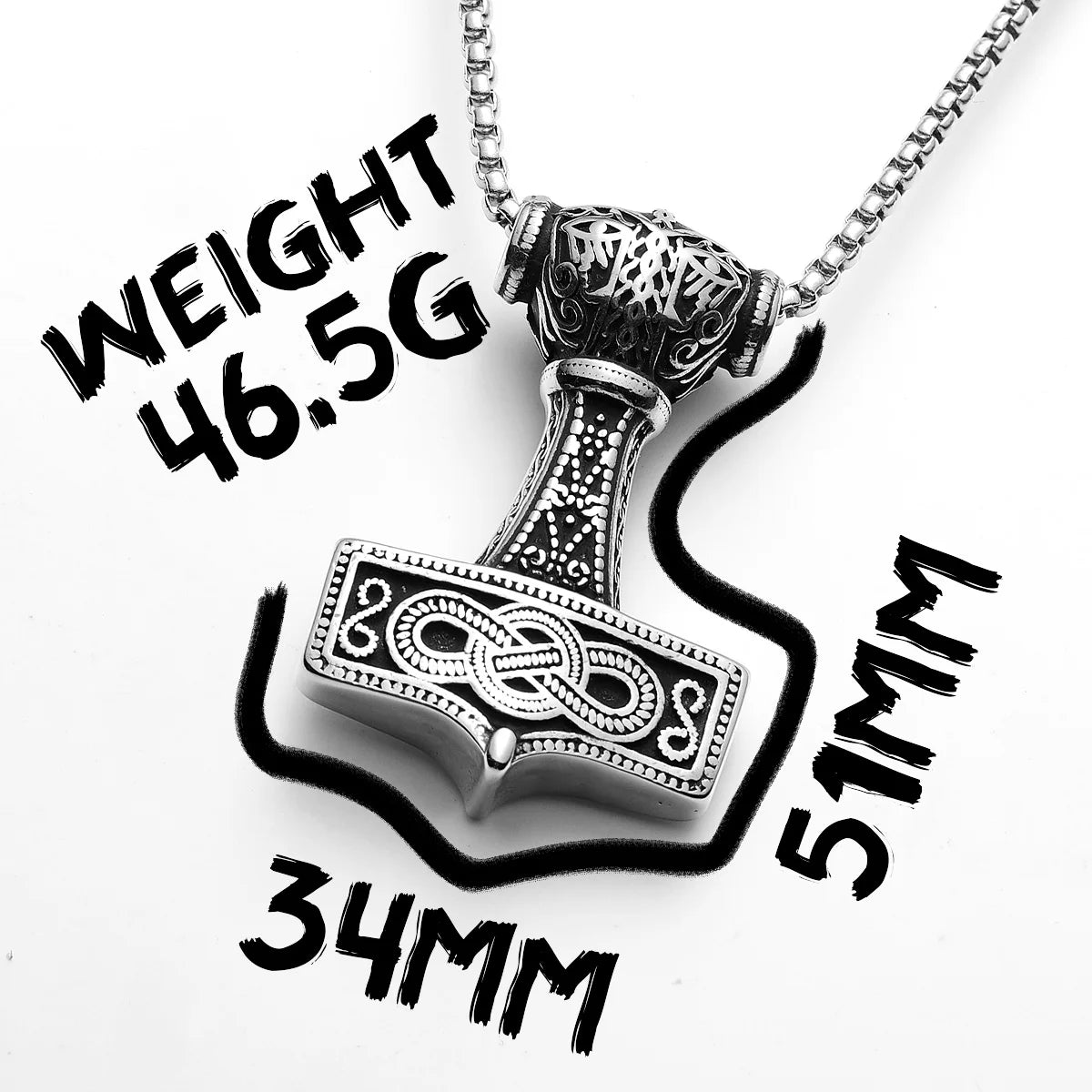 Viking Thor's Hammer Men Necklaces With Pendant Stainless Steel Jewelry For Male Women Punk Hip Hop Accessories Gifts Wholesale