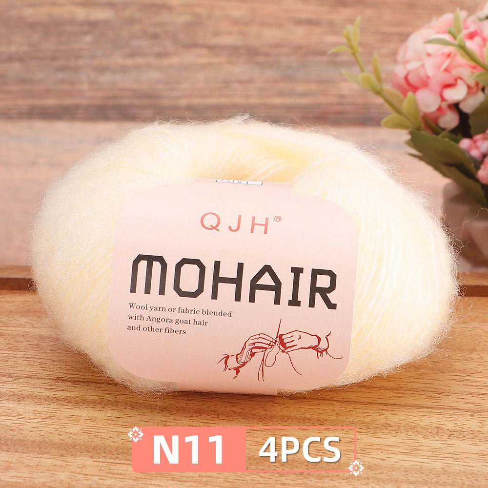 Mohair Yarn Set 4-Skein Bundle, 130m Each — Multicolor | KIMLUD