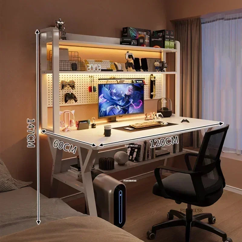 Nordic Wood Desk Integrated Bookshelf — Natural Wood | KIMLUD