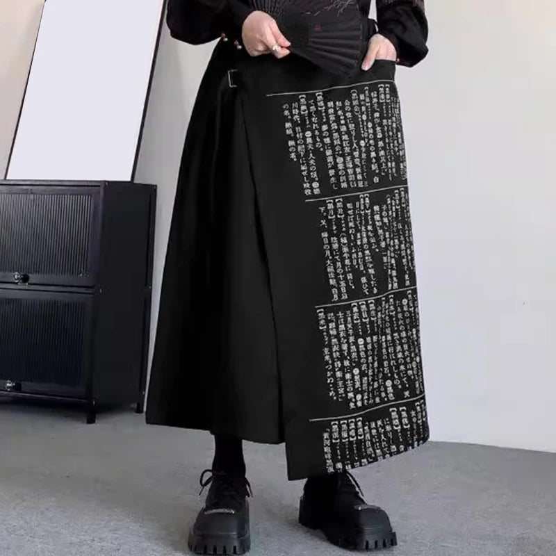 INCERUN Men Pants Printing Elastic Waist Joggers Loose Irregular Skirts Trousers Men Streetwear 2025 Vintage Casual Male Pants
