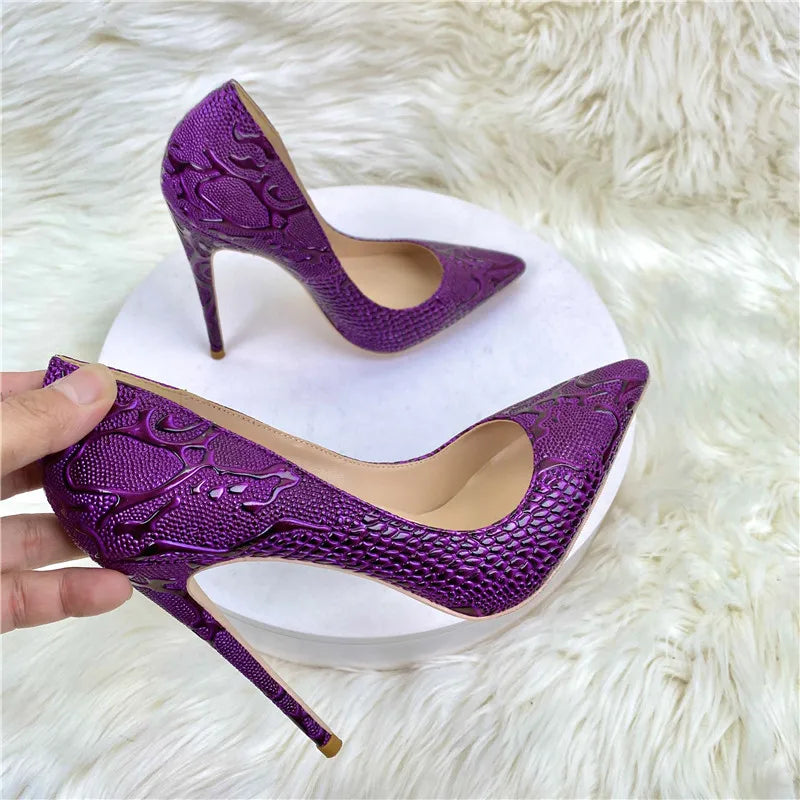 Pumps – Pointed Toe Slip On – Microfiber – Purple | KIMLUD