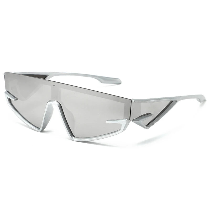 Plastic Shield Sunglasses Tech-Savvy — Black | KIMLUD