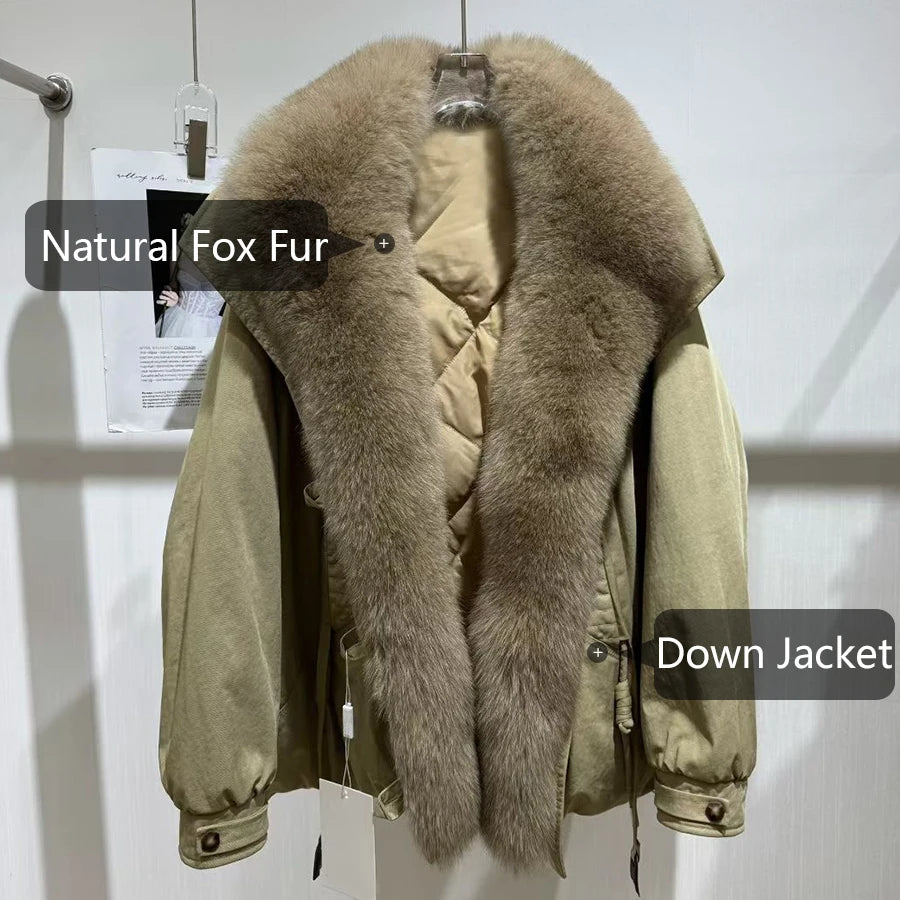 Down Jacket – Shawl Collar Real Fox Fur – Puffer | KIMLUD